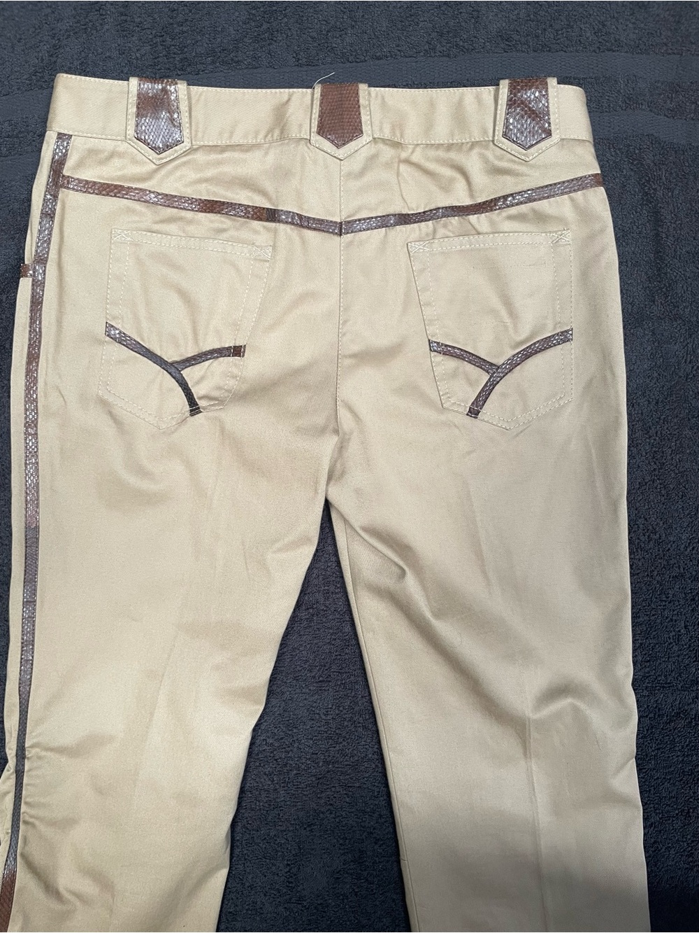 Dolce & Gabbana Beige Chinos with Brown Snakeskin Trim - Picture 3 of 11